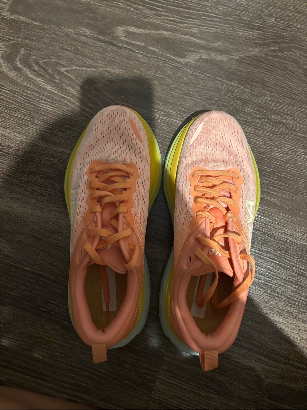 Hoka Women's Peach and Yellow Performance Running Shoes
